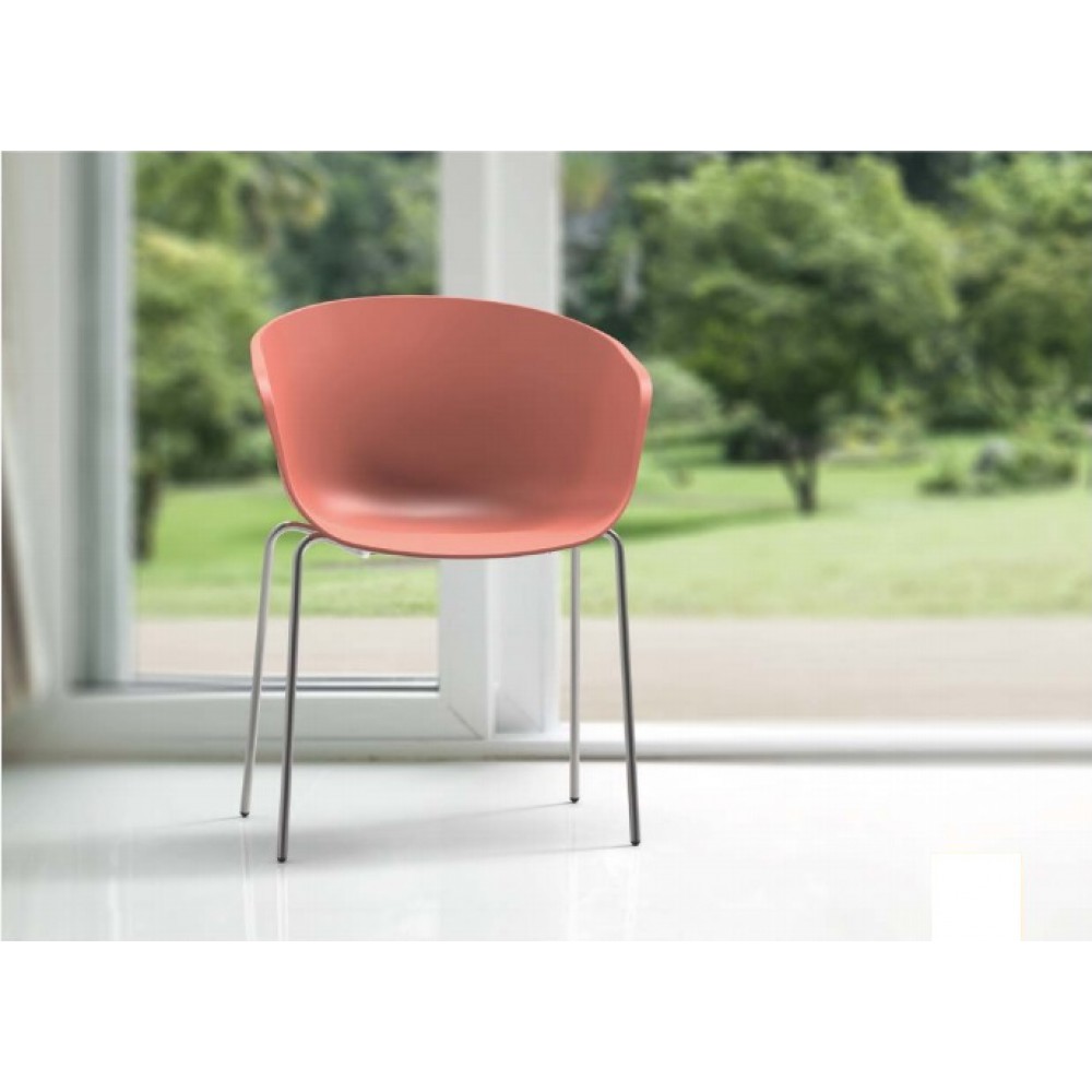 כיסא לפינת אוכל מפלסטיק עם רגלי ניקל איכותי ונוח במיוחד 7119