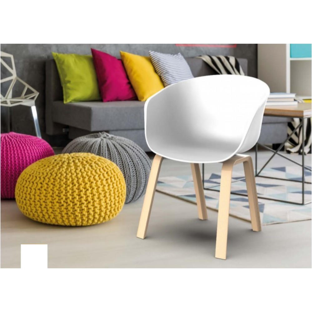 כיסא לפינת אוכל מפלסטיק עם רגלי עץ איכותי ונוח במיוחד 7118