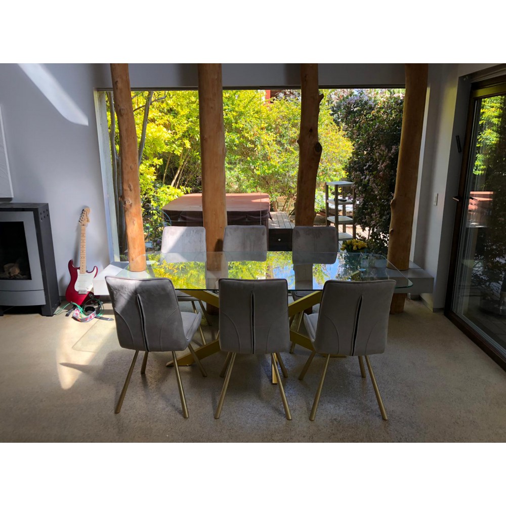 סופר דיל סט פינת אוכל שולחן זכוכית +6 כיסאות 80051