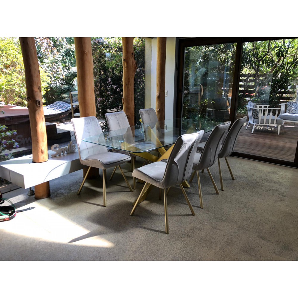 סופר דיל סט פינת אוכל שולחן זכוכית +6 כיסאות 80051