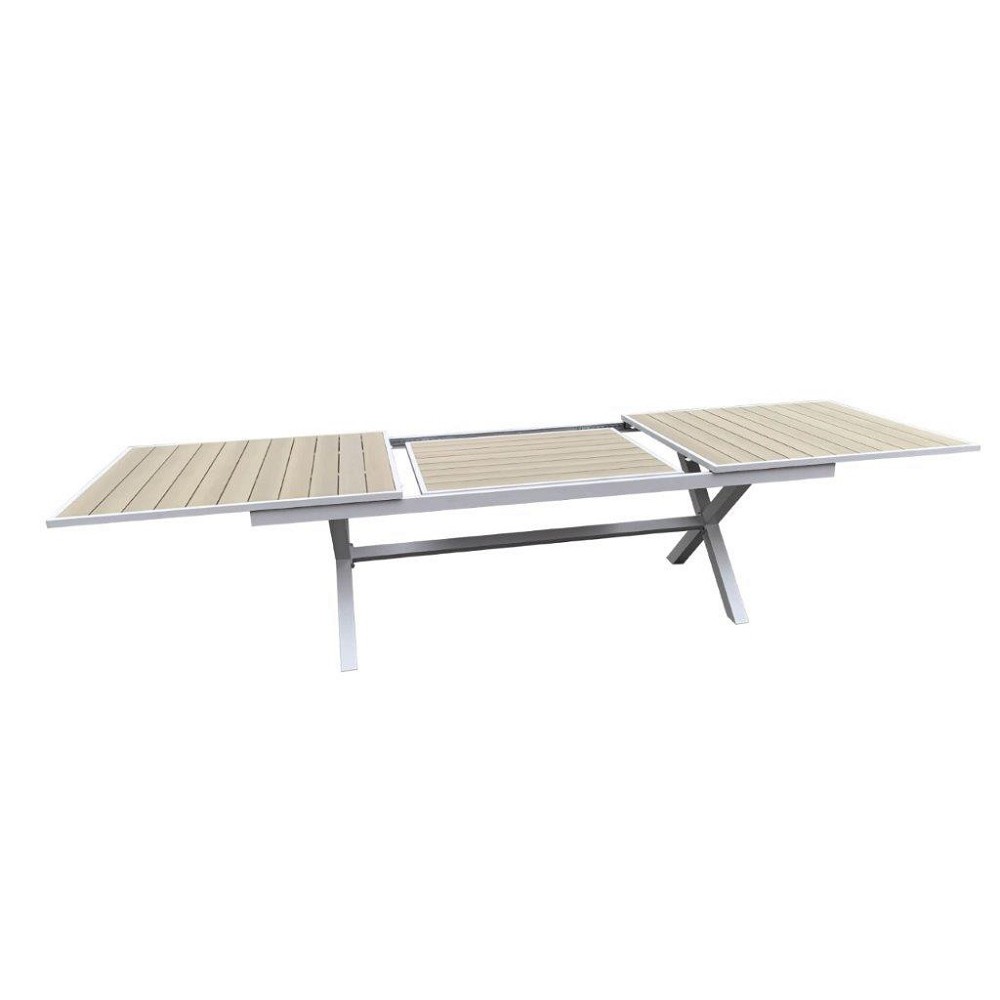 שולחן אלומניום שילוב דמוי עץ יפייפה ואיכותי נפתח לגינה דגם 7013