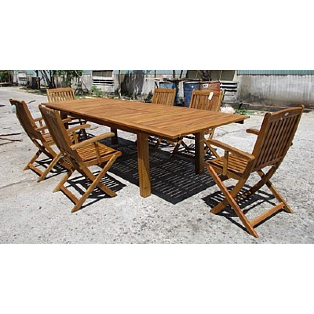 שולחן גינה עץ מעולה + 6 כסאות מתאימות 6659