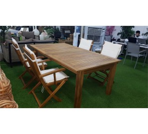 שולחן גינה עץ מעולה + 6 כסאות מתאימות 6659