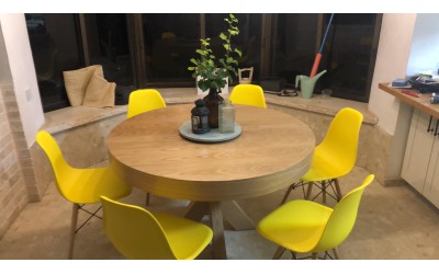 שולחן לפינת אוכל עגול נפתח + 6 כיסאות 5547893