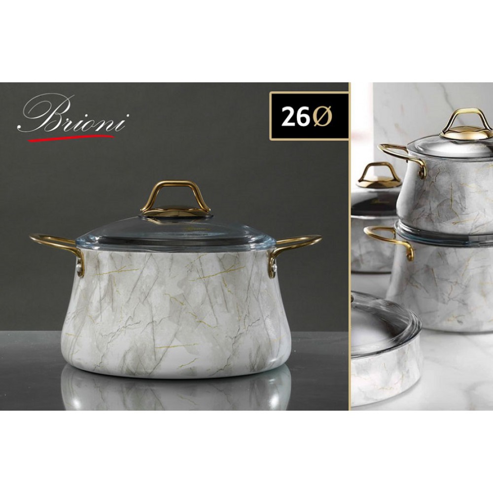 סיר יציקת אלומניום בציפוי אבן שיש גרמני GOLD לבן דגם 6646 סיר יציקת אלומניום בציפוי אבן שיש גרמני GOLD לבן דגם 6646