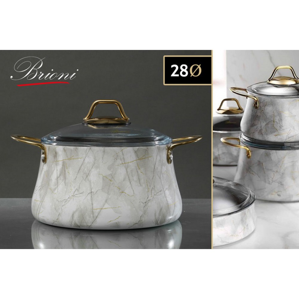 סיר יציקת אלומניום בציפוי אבן שיש גרמני GOLD לבן דגם 77366