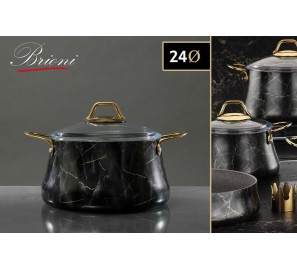 סיר יציקת אלומניום בציפוי אבן שיש גרמני GOLD שחור דגם 7765