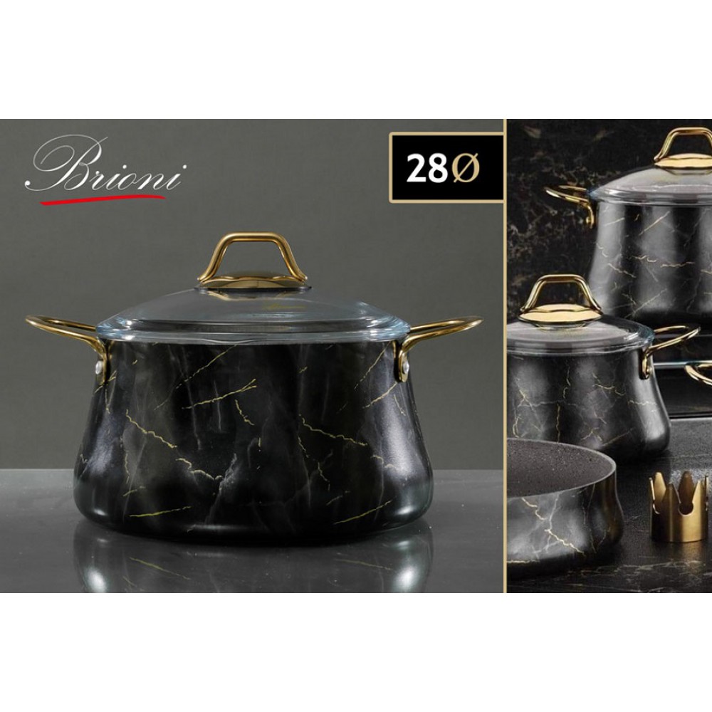 סיר יציקת אלומניום בציפוי אבן שיש גרמני GOLD שחור דגם 6644