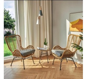 סט ראטן כולל כורסאות ושולחן וכריות דגם 7747