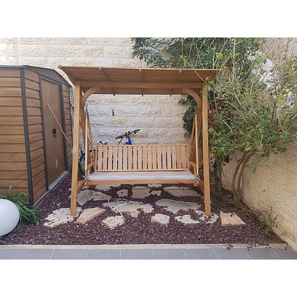 נדנדה מעץ תלת מושבית דגם 7736