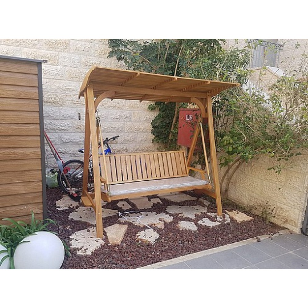 נדנדה מעץ תלת מושבית דגם 7736