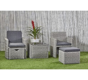 סט ראטן זוגי לגינה עם 2 הדומים ושולחן דגם 7736