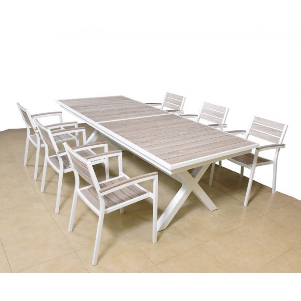 סט פינת אוכל אלומיניום נפתח עם שש כיסאות דגם 8850