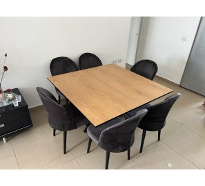 שולחן לפינת אוכל מרובע נפתח + 6 כיסאות 777544