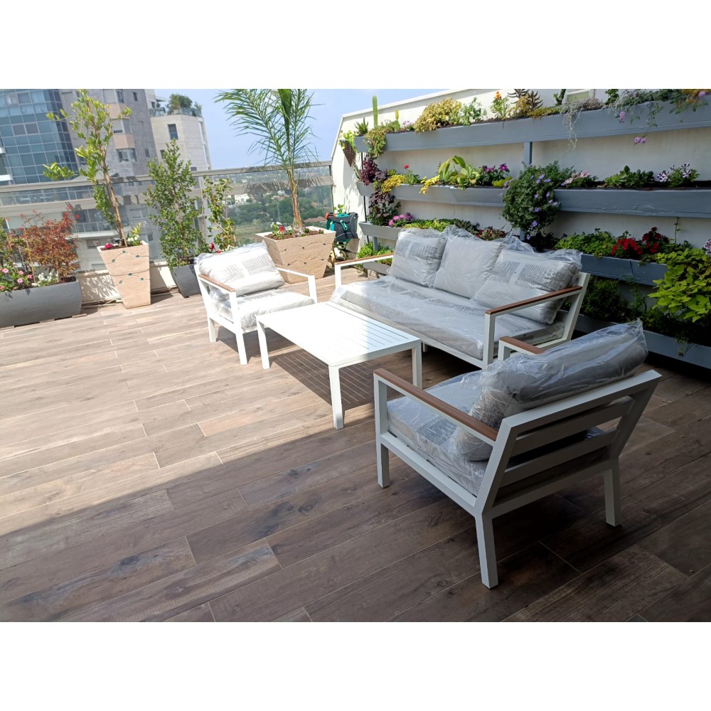 פינת ישיבה תלת לגינה מאלומיניום