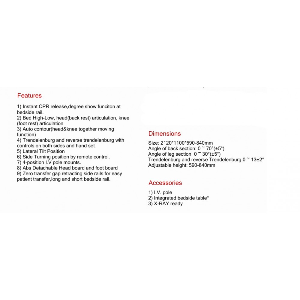 מיטה לבית חולים דגם 1005