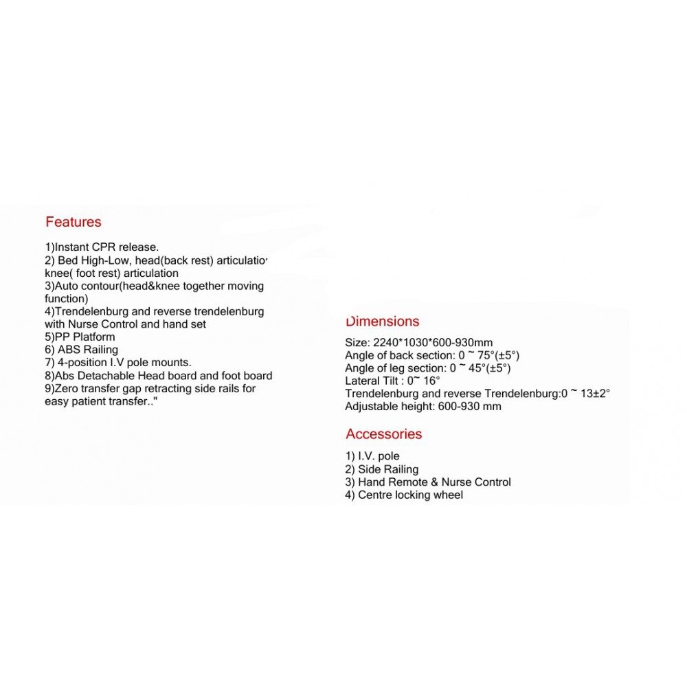 מיטה לבית חולים דגם 1007