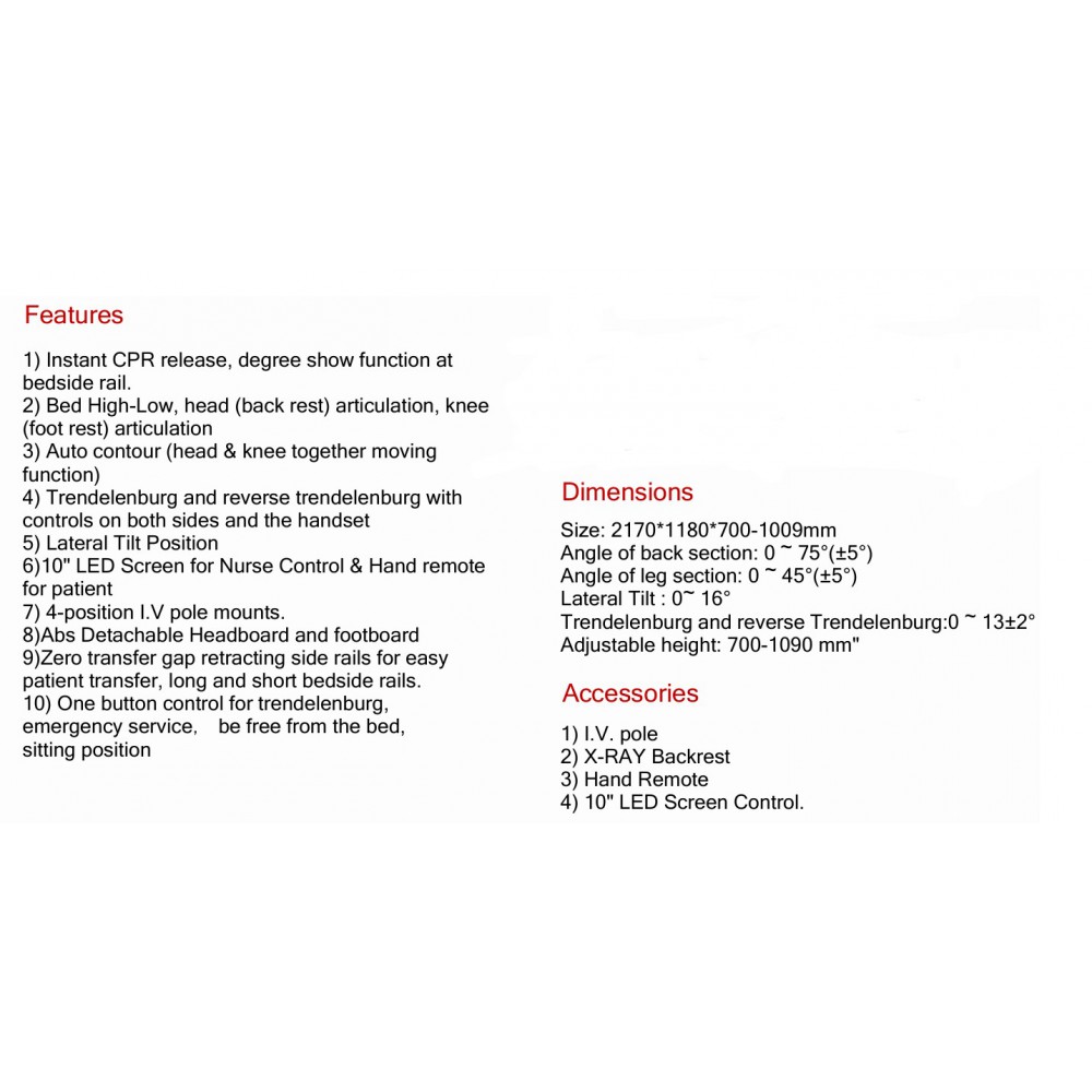 מיטה לבית חולים דגם 1001