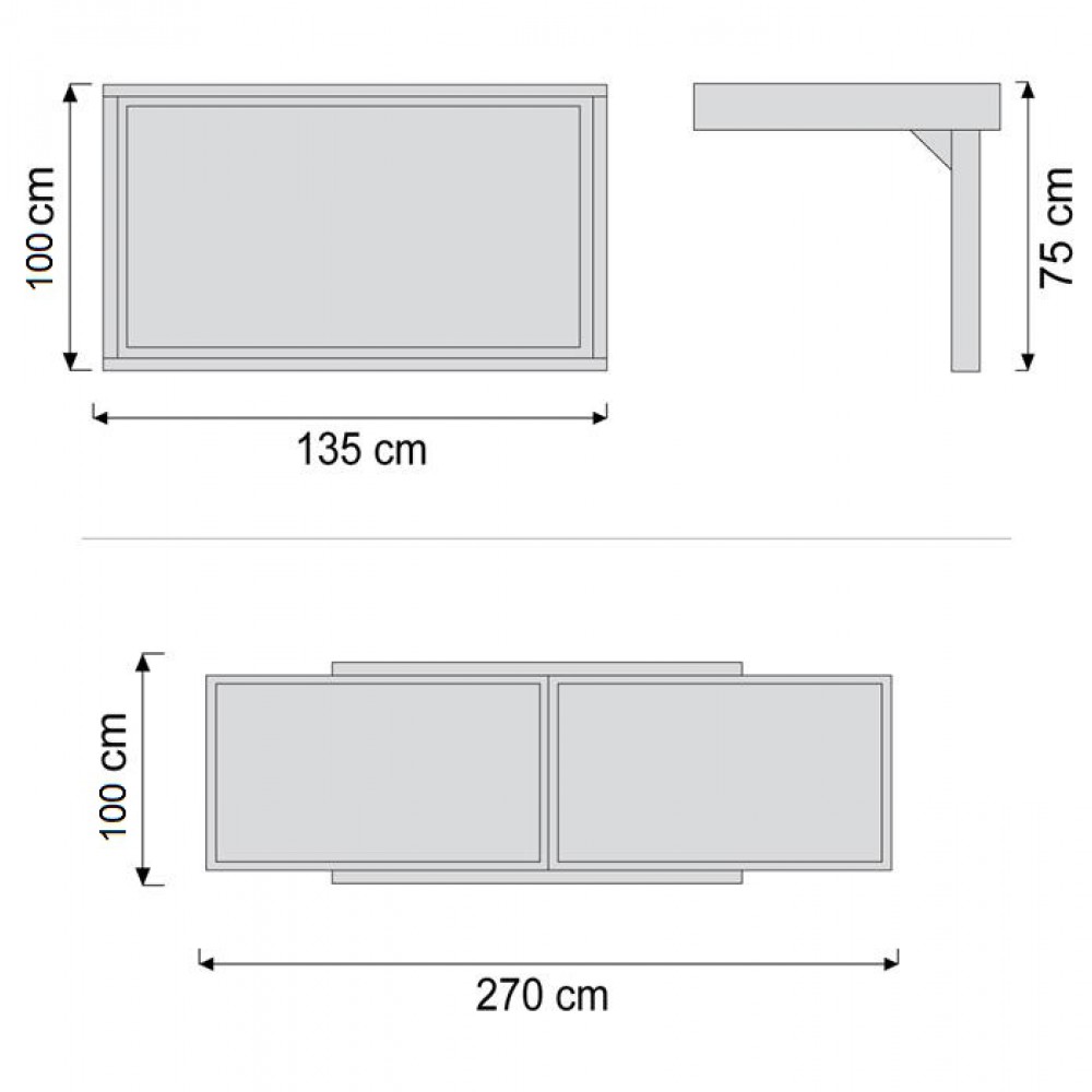 שולחן גינה נפתח 100% אלומיניום 135*100 שולחן גינה נפתח 100% אלומיניום 135*100