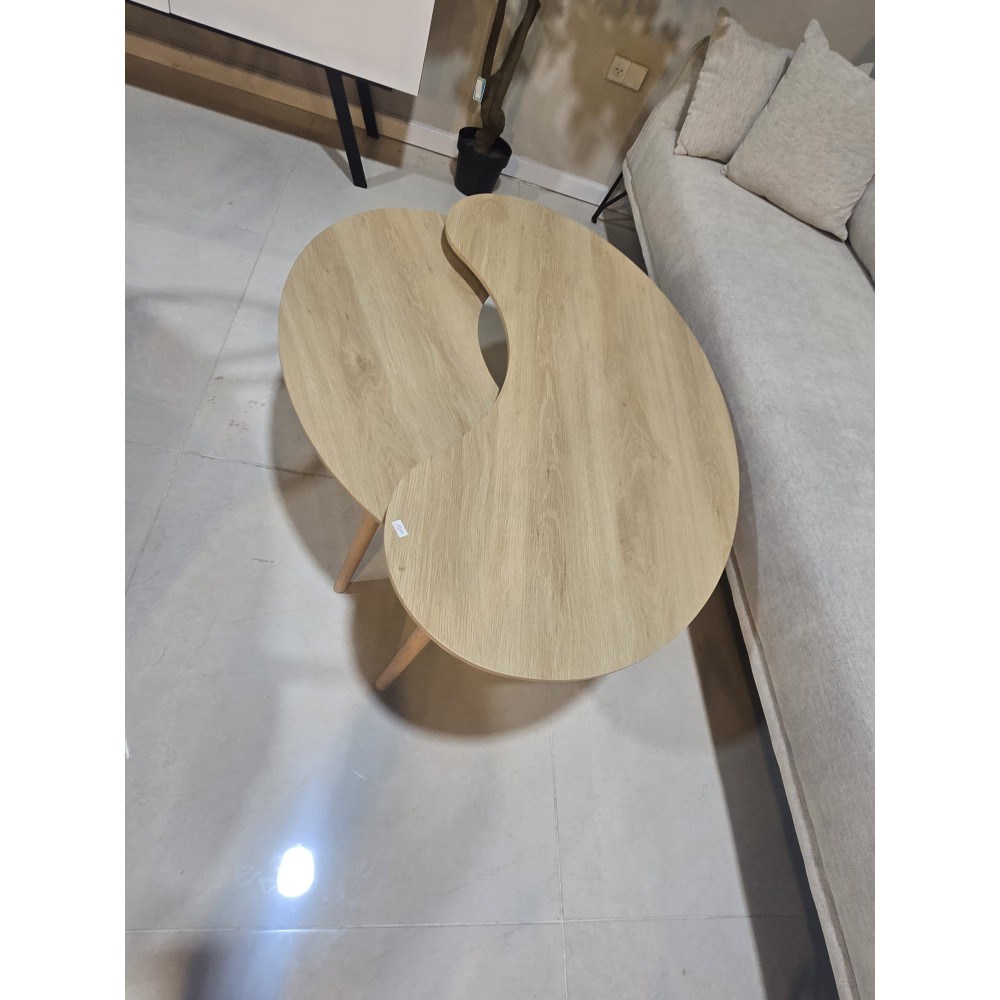 זוג שולחנות לסלון אלון טבעי מתצוגה