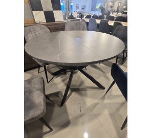 שולחן עגול 130 אפור דמוי שיש נפתח מתצוגה