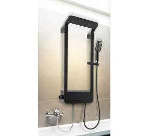 מוט דוש שחור+ראש רחב