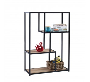 כוננית מדפים שילוב מתכת ועץ כוננית מדפים שילוב מתכת ועץ