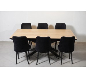 שולחן נפתח 2 מטר על 1 מטר עם 6 כסאות