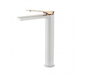 ברז פרח גבוה לבן + זהב 