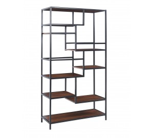 כוננית מדפים שילוב מתכת ועץ כוננית מדפים שילוב מתכת ועץ