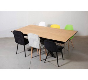  שולחן מלבני נפתח  מטר פלוס 6 כסאות 