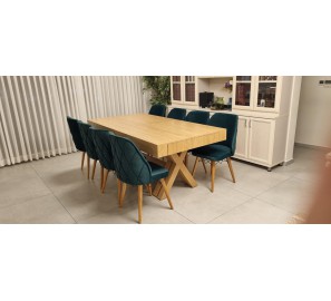 שולחן שנפתח ל5 מטר + 6 כסאות 