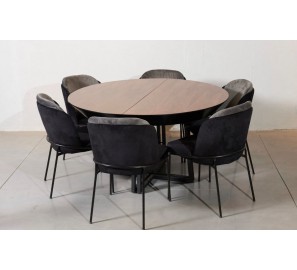 שולחן עגול + 6 כסאות