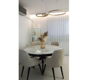 שולחן עגול  בסיס עליון דמוי שיש 