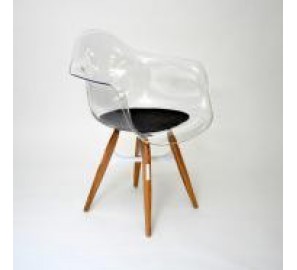 דגם כסא לפינת אוכל זיג זג שקוף ורגליי עץ