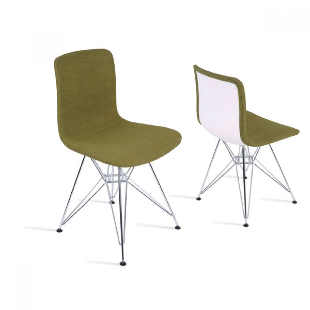 כיסא פלסטיק מושב מרופד רגלי מתכת לפינת אוכל/מסעדה רגלי מתכת 19649