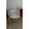 כיסא מושב פלסטיק עם ידיות רגלי עץ לפינת אוכל 119642
