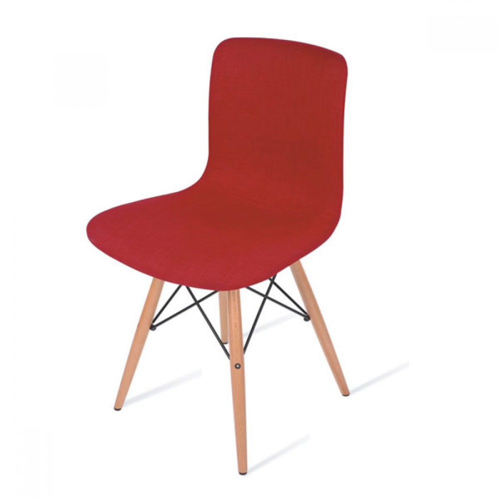 כסא פלסטיק רגלי עץ מושב מרופד לפינת אוכל 19644