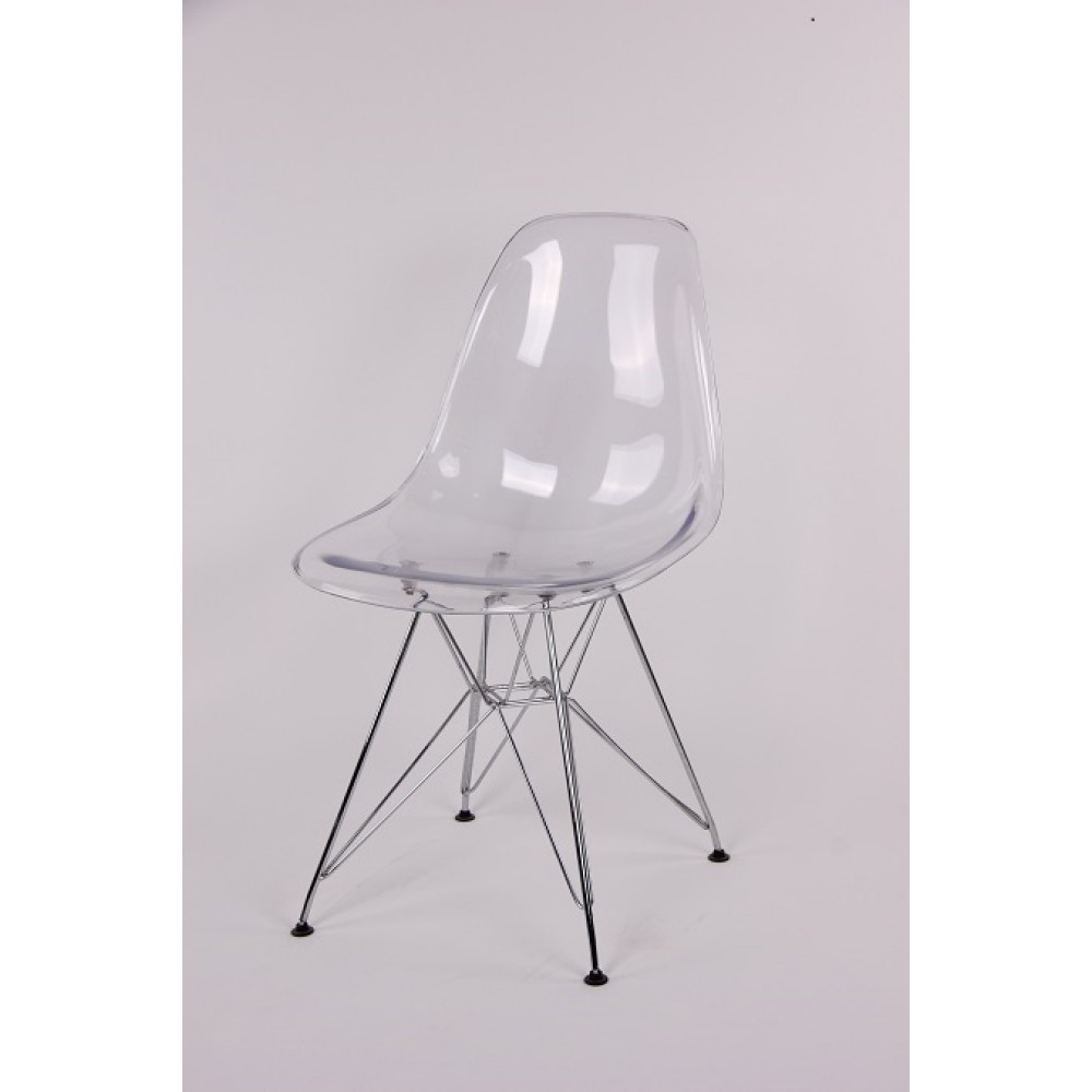 כיסא שקוף רגלי מתכת לפינת אוכל 8173