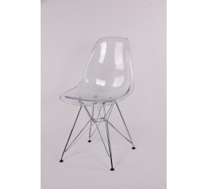 כיסא שקוף רגלי מתכת לפינת אוכל 8173