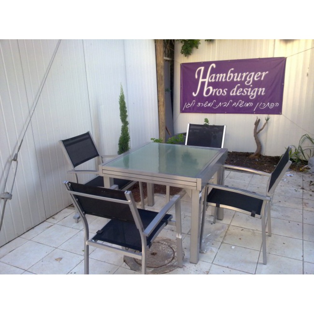 דגם סט ריהוט גינה נפתח וירון כולל 4 כסאות עם ידיות