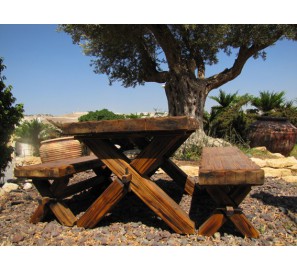 דגם סט ריהוט גן מעץ גושני