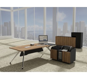 19378 שולחן מנהל פורניר אגוז משולב צביעת אבקה צבע לבן רגליים אלומיניום, מידות: 200*100*76 19378 שולחן מנהל פורניר אגוז משולב צביעת אבקה צבע לבן רגליים אלומיניום, מידות: 200*100*76