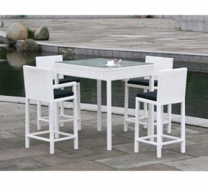 שולחן בר+4 כסאות  ראטן 