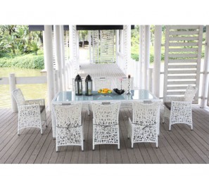 מערכת מדמוי ראטן איכותי ויוקרתי הכוללת פינת אוכל180 + 4 כורסאות 4764-ריהוט גן מערכת מדמוי ראטן איכותי ויוקרתי הכוללת פינת אוכל180 + 4 כורסאות 4764-ריהוט גן