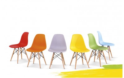 כיסא לפינת אוכל פלסטיק רגליי עץ 1964711