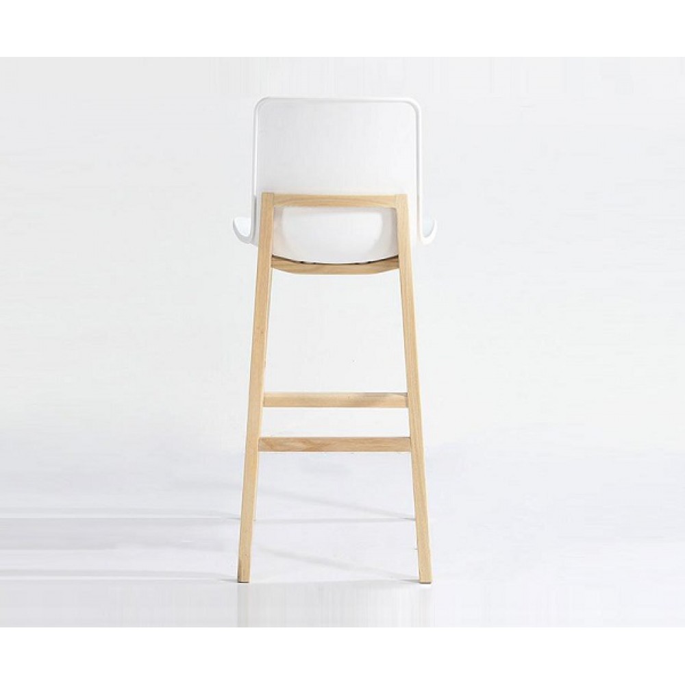כסא בר רגלי עץ מושב פלסטיק 85772