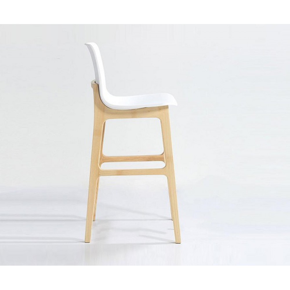 כסא בר רגלי עץ מושב פלסטיק 85772