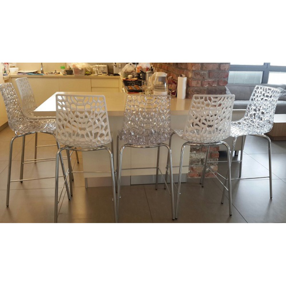 כיסא בר שלד ניקל מושב פלסטיק 2078(פוליקרבונט)