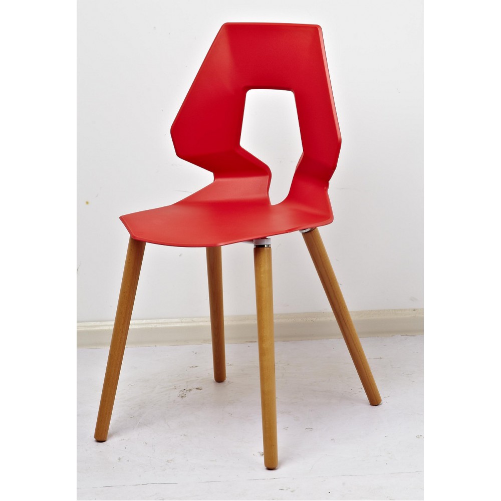 כיסא לפינת אוכל רגלי עץ מושב פלסטיק 11645